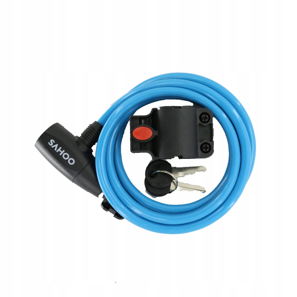 Spiral bicycle lock with key blue SAHOO