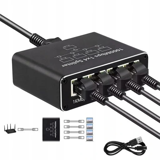 Splitter SWITCH 4 Port RJ45 1000Mbps USB-C Aluminum Manufacturer no brand
