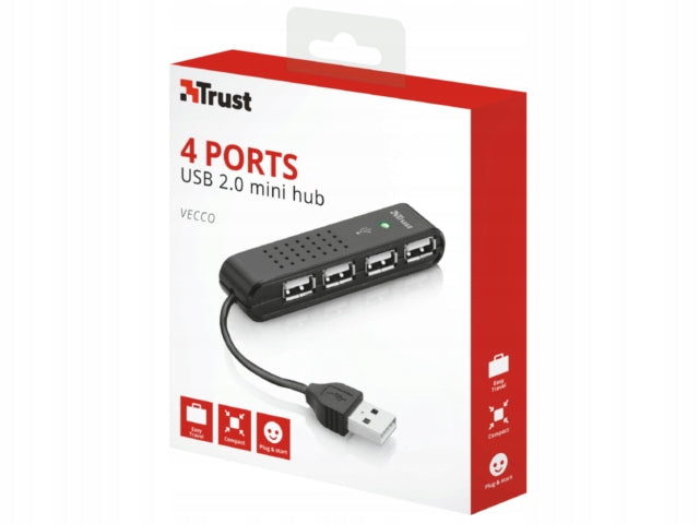 Splitter Trust Vecco 4 Port USB 2.0 Mini Hub Manufacturer Trust