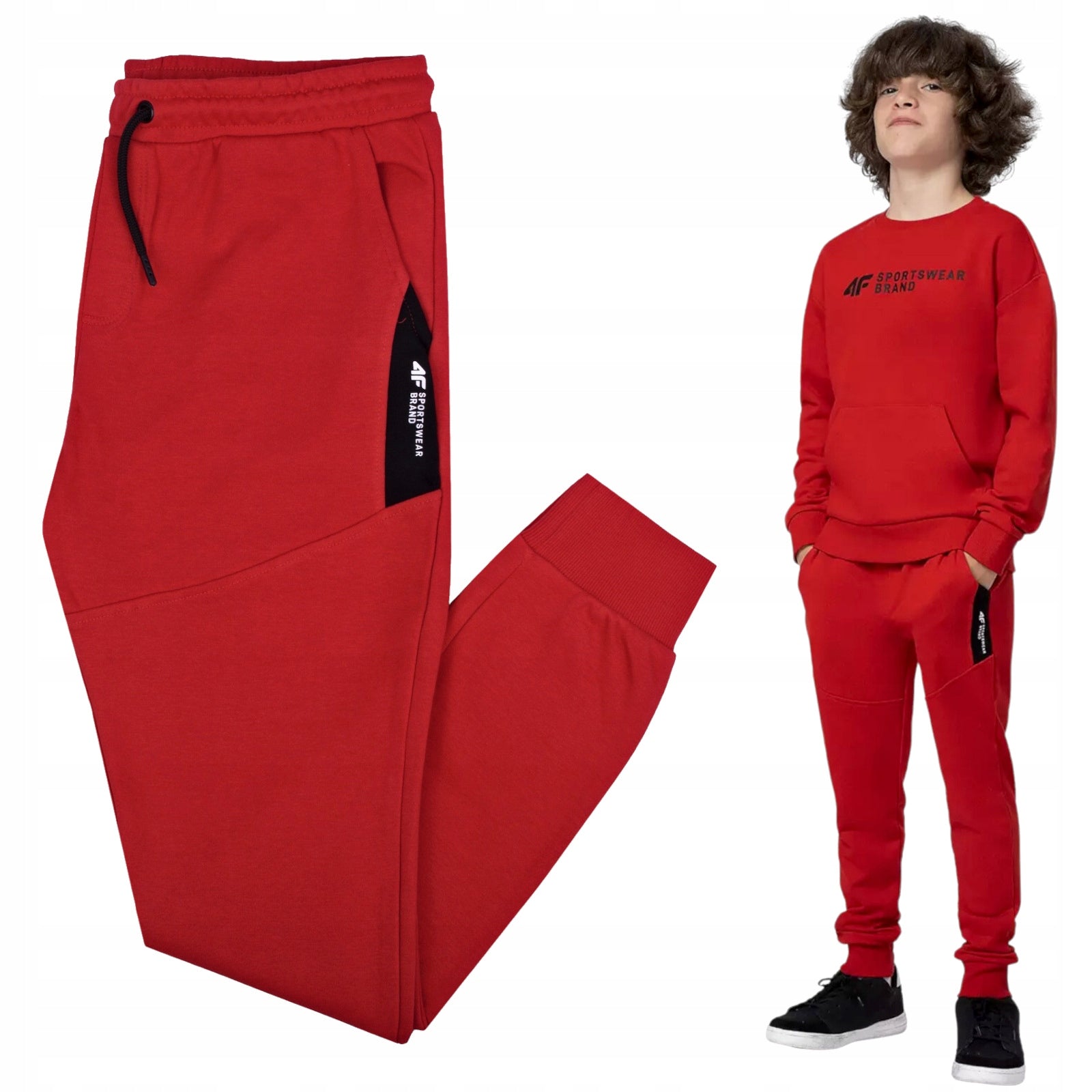 Sporthose für Jungen 4F 4FJSS23TTROM132, rot 
