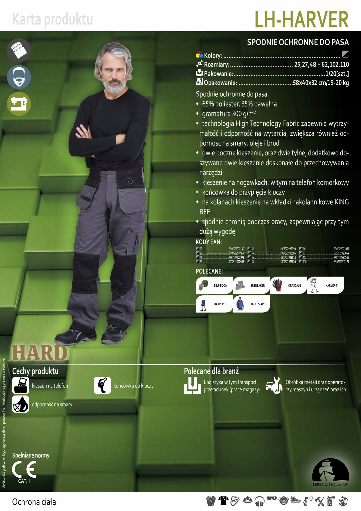 Apsauginės kelnės iki juosmens LH-Harver