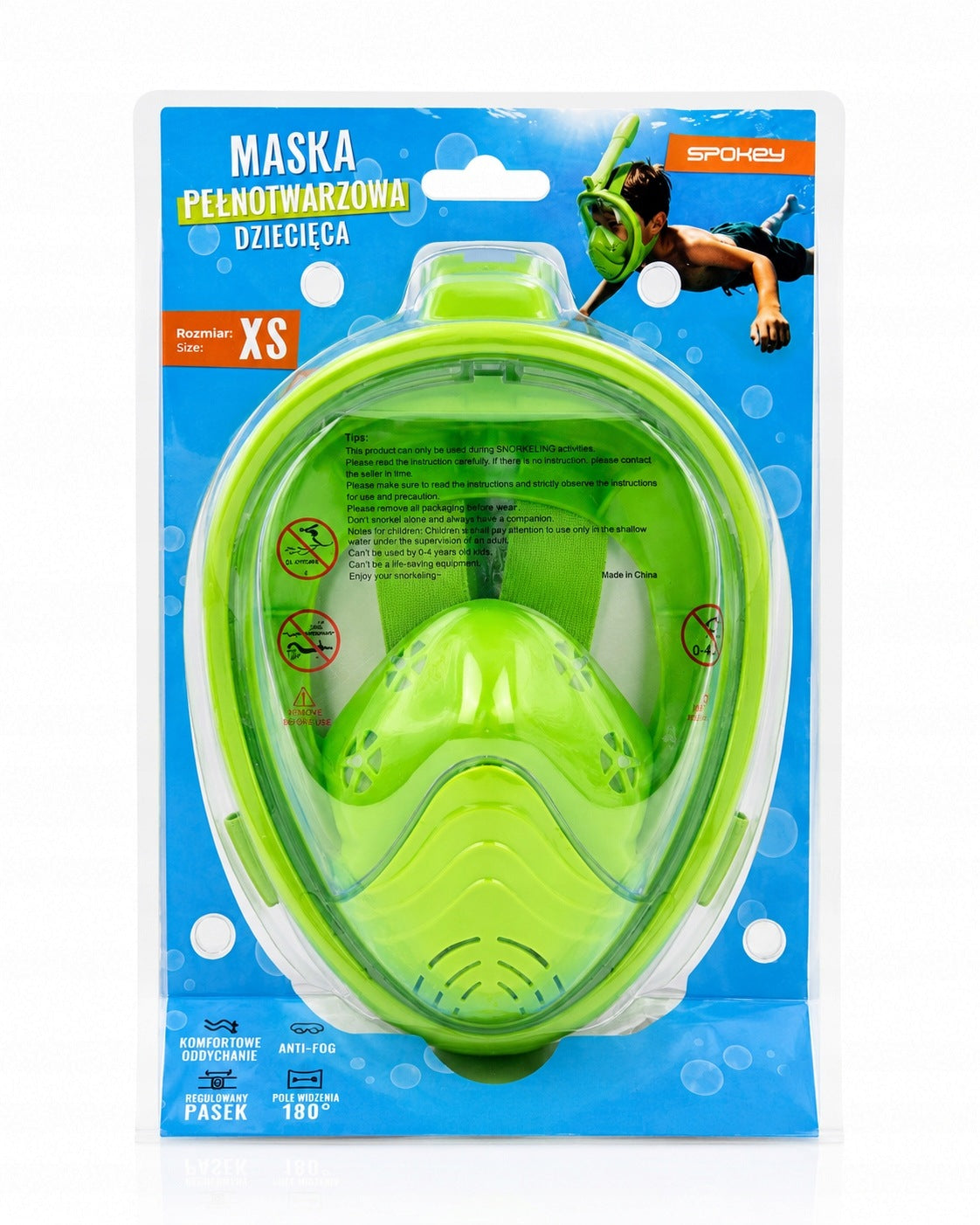 Spokey Children's full face mask size XS green