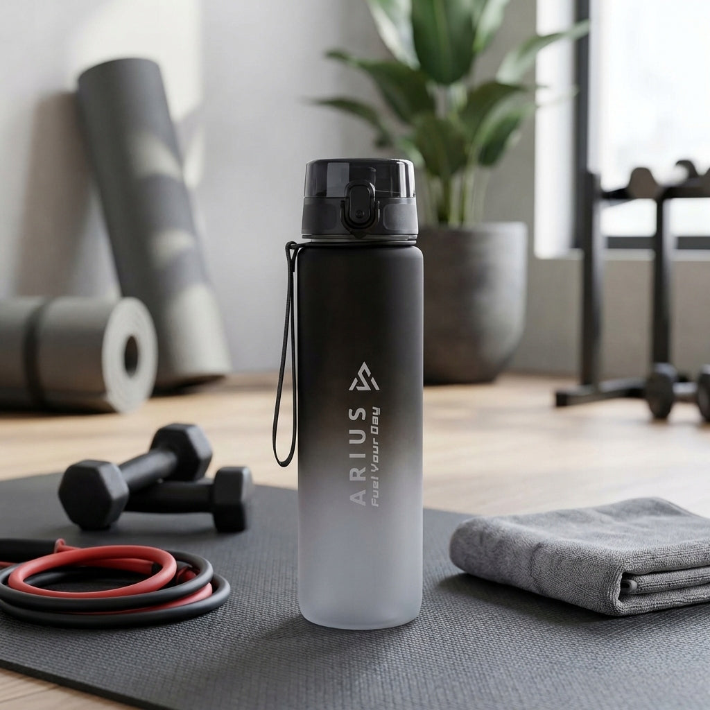Sports Bottle 1L Water Bottle Tritan BPA Free Motivational Fitness Bike Brand Arius