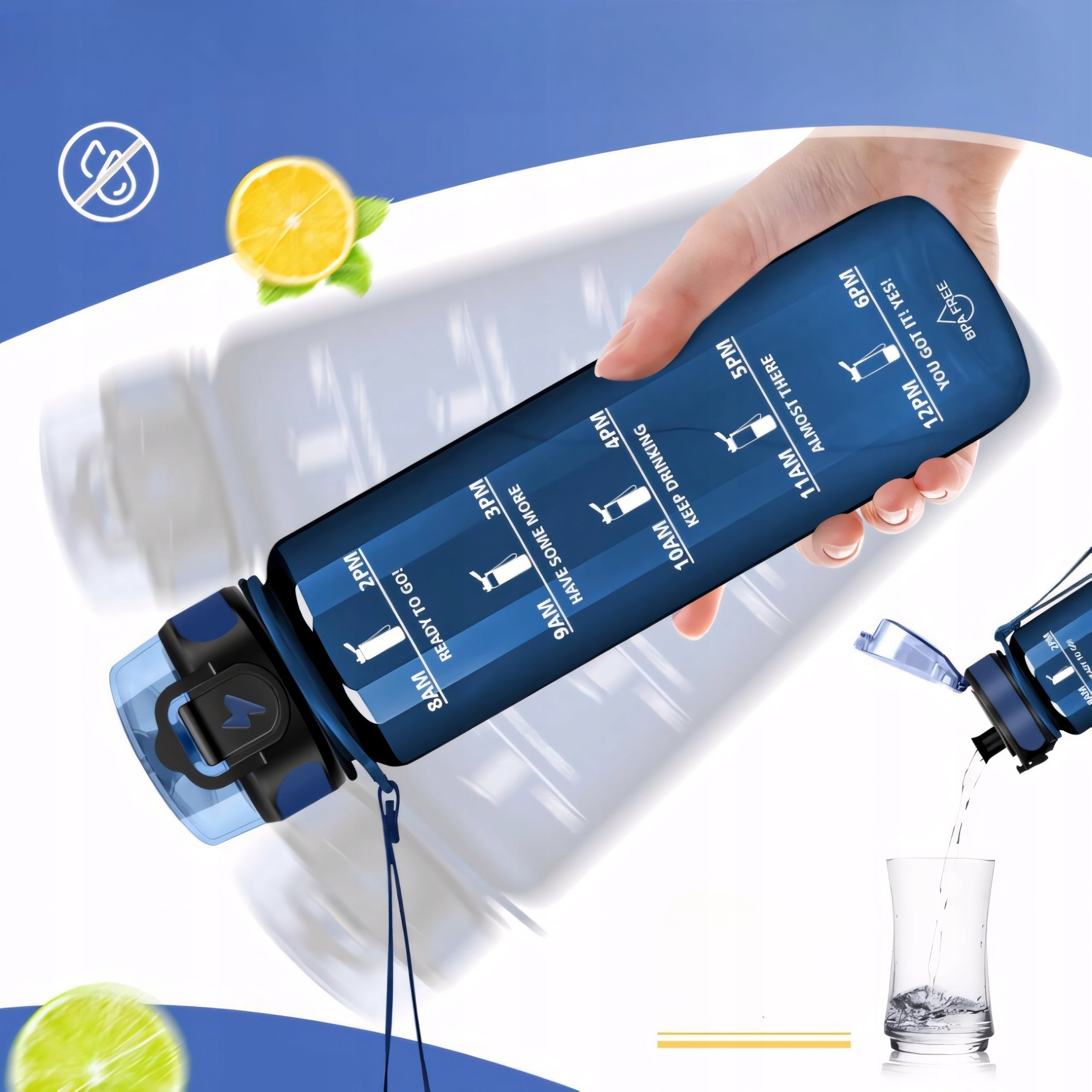 Sports Bottle 500ml Tritan Motivational Leakproof BPA Free Volume 500 ml