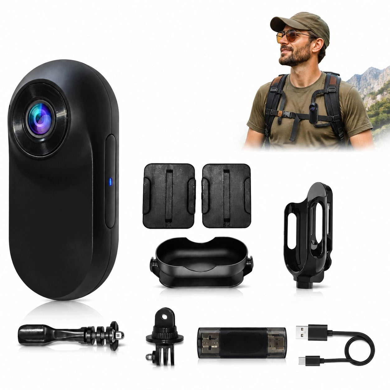 Sports Camera 1080P HD 32GB, Portable Helmet Camera For Motorcycle Bike