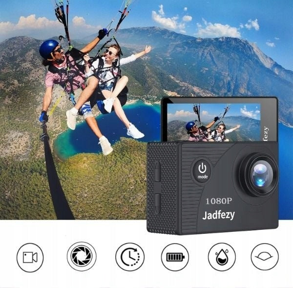 Sports Camera 1080p FHD Waterproof 30m 12MP 140 2x Batteries Akcesoria Packaging status original