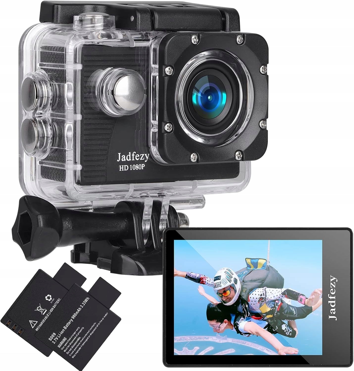 Sports Camera 1080p Full HD Water Resistance 2 Batteries +Accessories +Memory Card Packaging status original