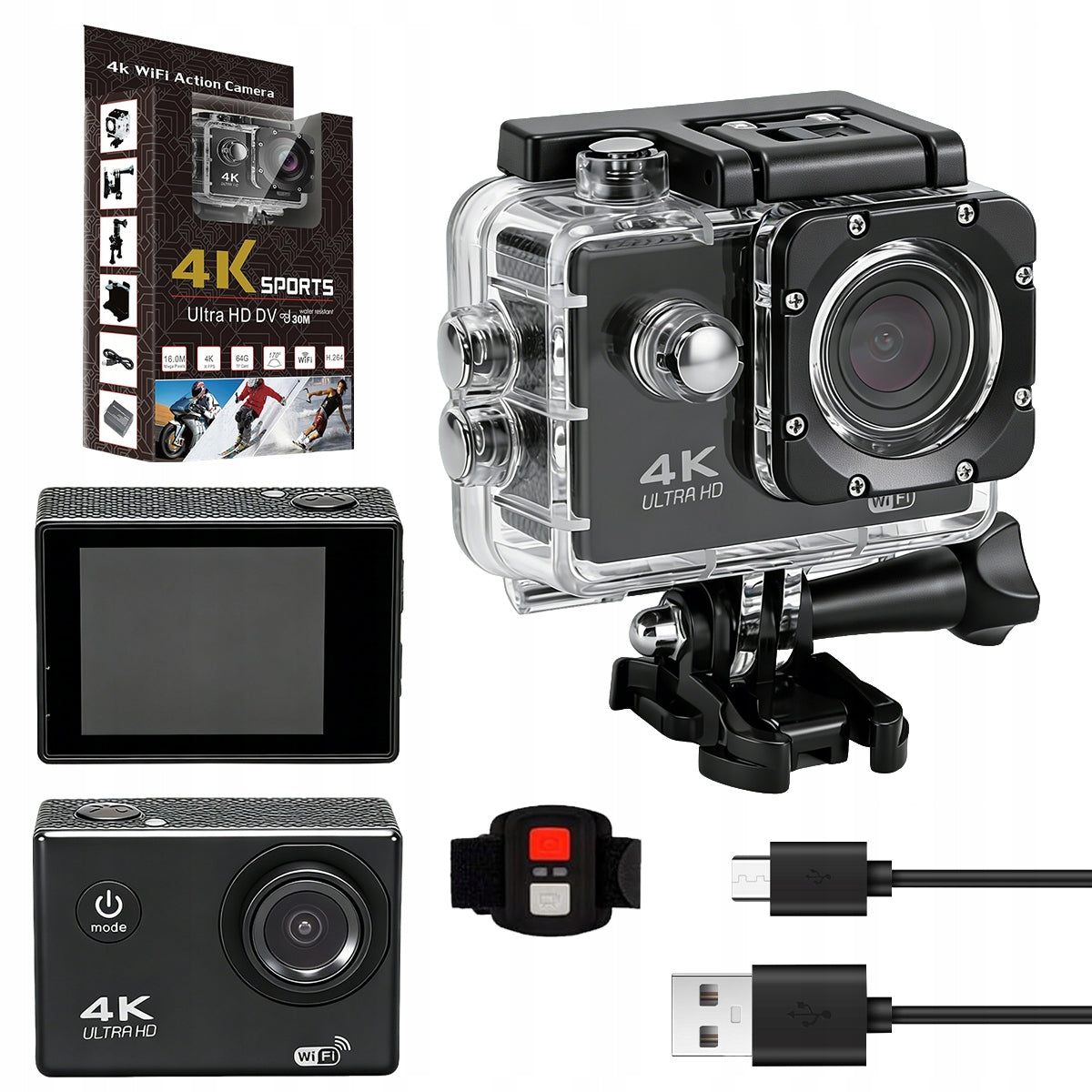 Sports Camera 20 MP 4K ACTION UHD WiFi Waterproof LCD 2.0" Model 6974800507479