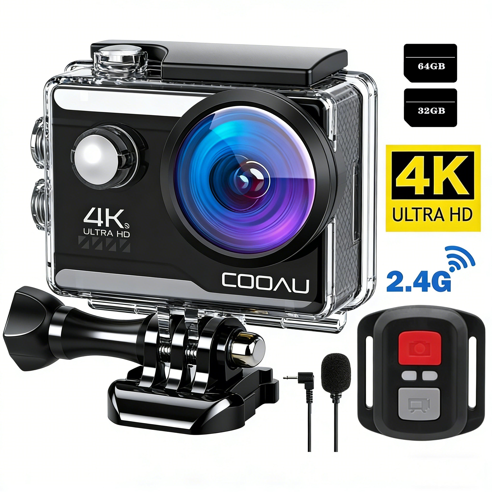 Sports Camera 4K 60FPS 20MP Sports Camera with Wi-Fi with 32GB&64GB Card