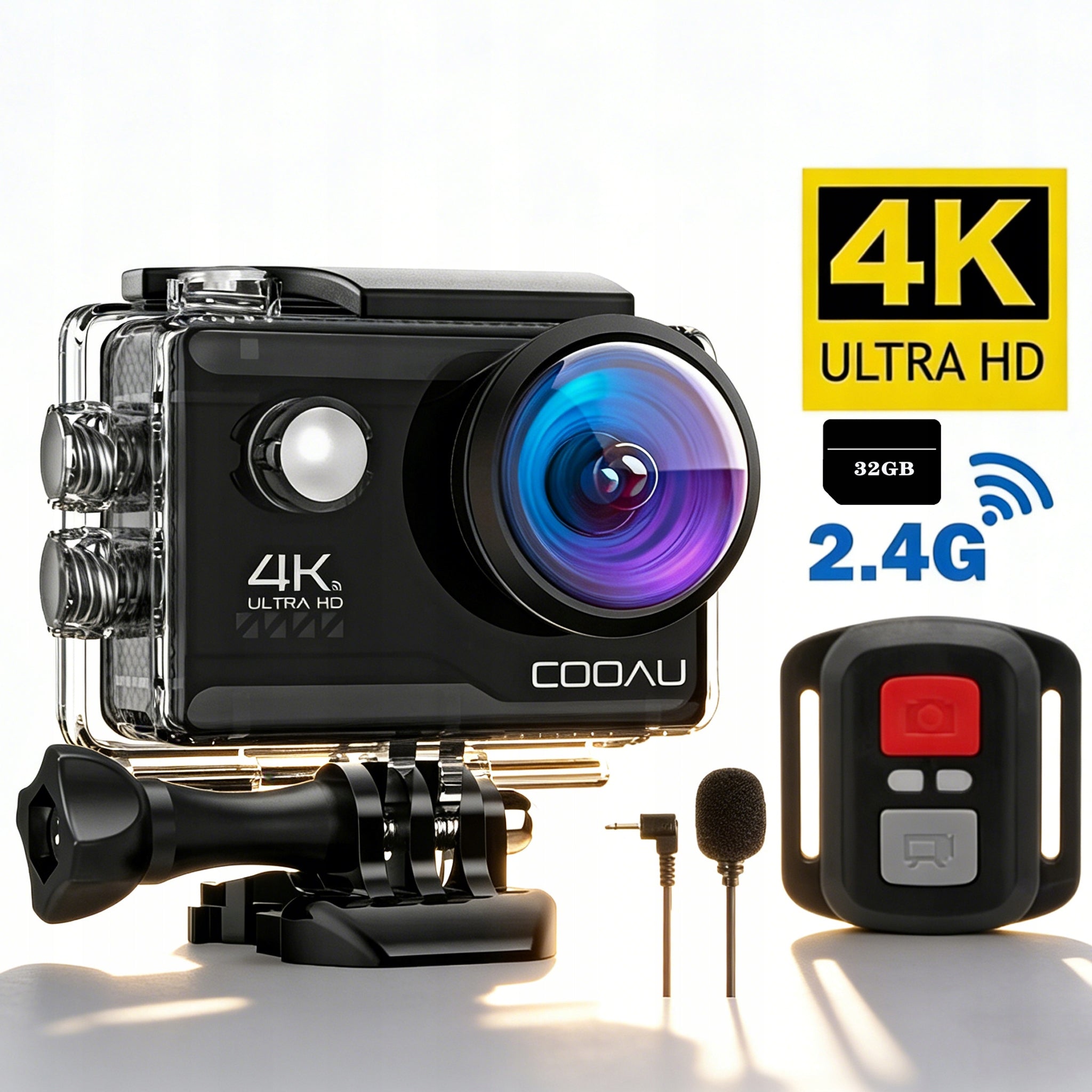 Sports Camera 4K 60FPS 20MP Vlog Camera with External Microphone