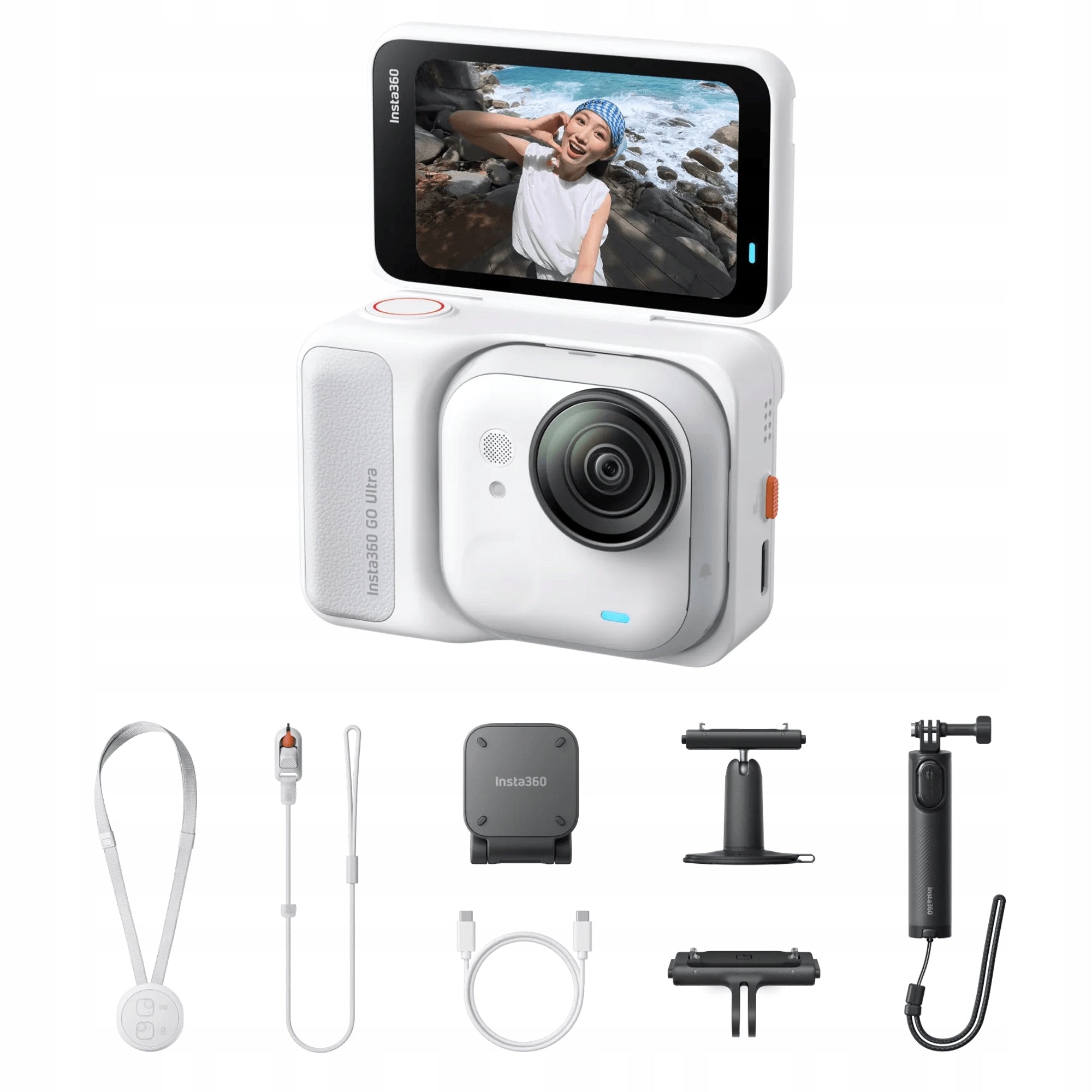 Sports Camera 4K Insta360 Go Ultra Set Creator Video 4K 60FPS White