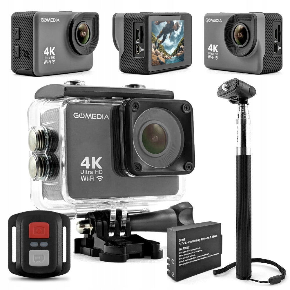 Sports Camera 4K UHD 30FPS Accessories WiFi Remote Control Stick Battery Waterproof