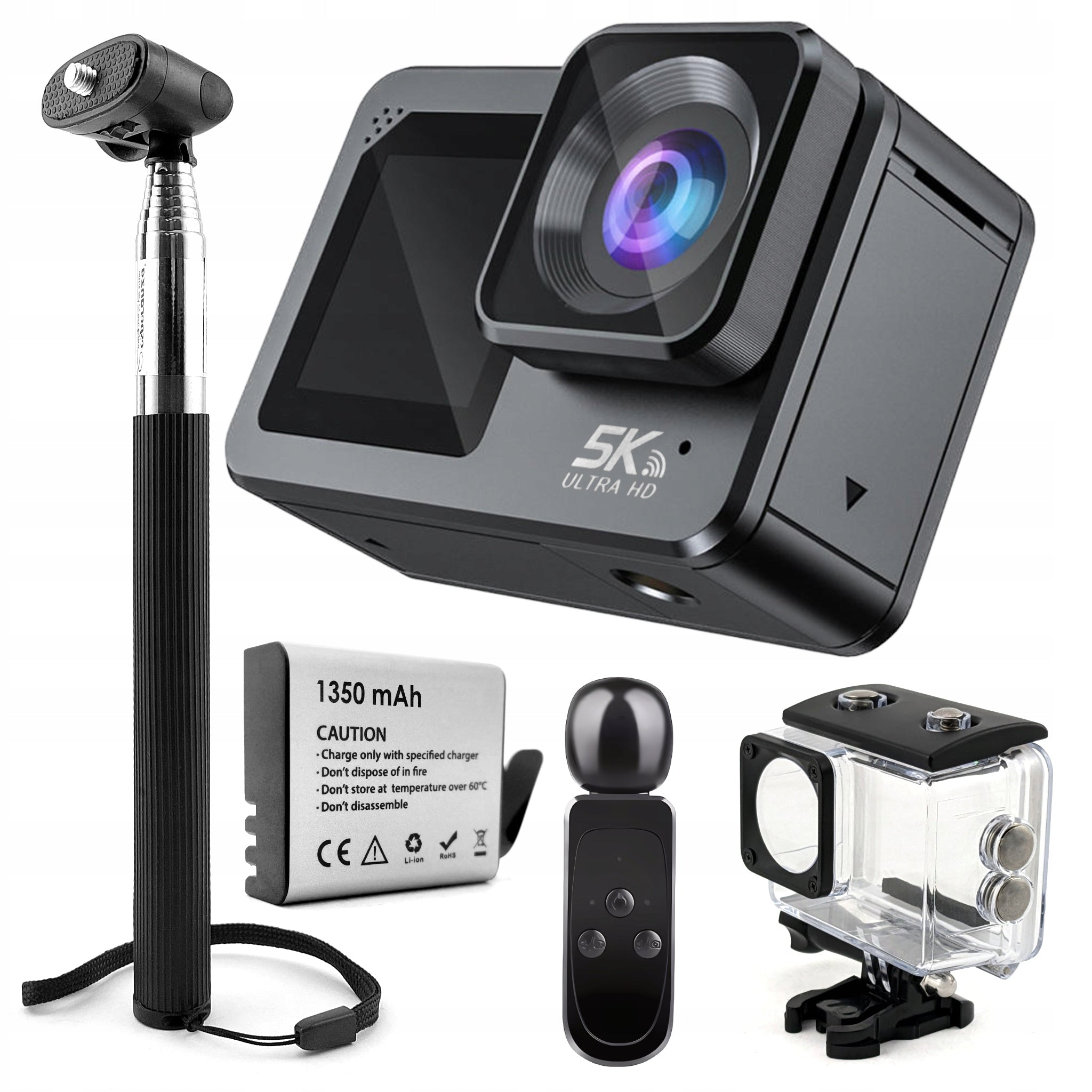 Sports Camera 5K UHD 60FPS WiFi Accessories USB-C Remote Control Stabilization
