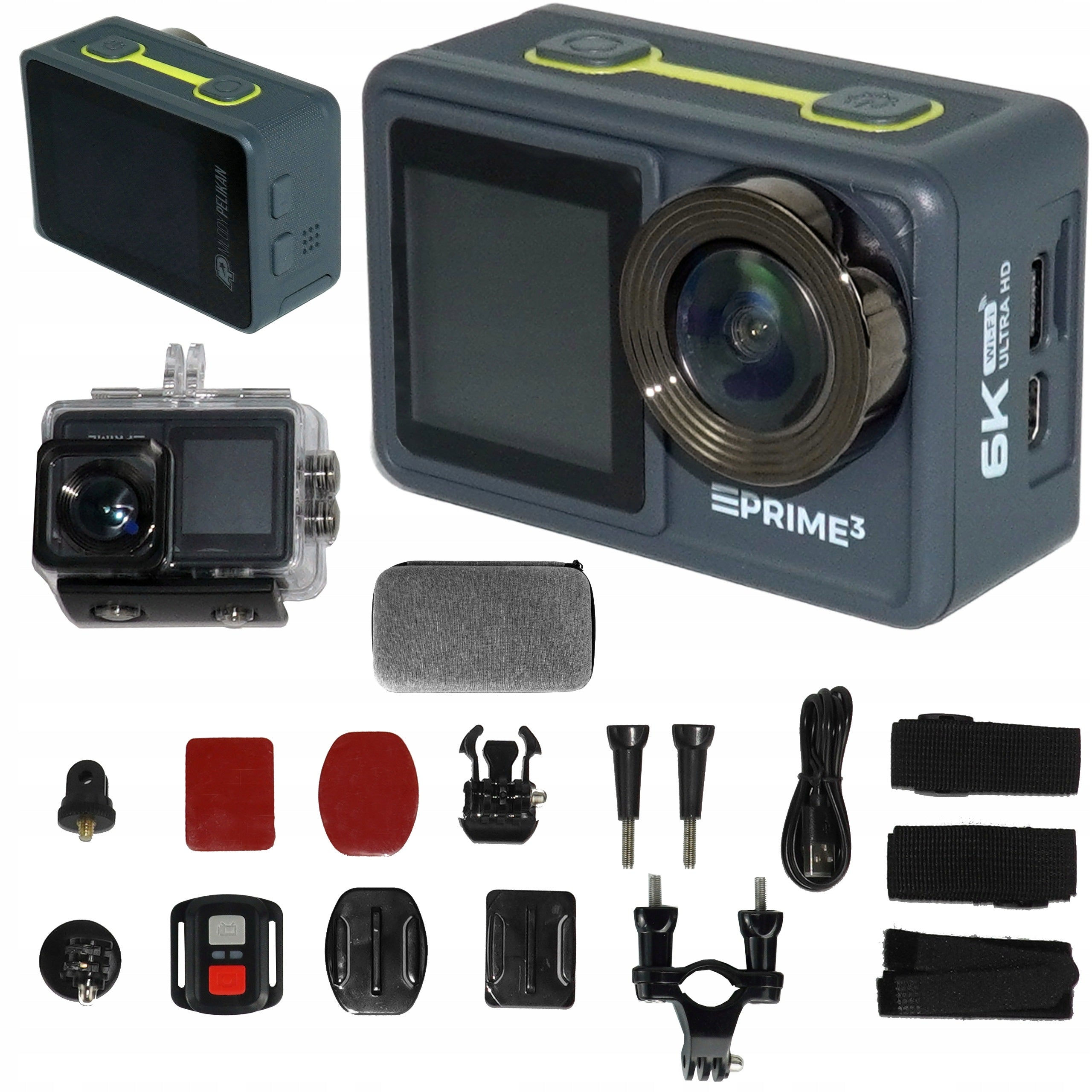 Sports Camera 6K Waterproof 30m Accessories Vertical Video Two Screens CAX41