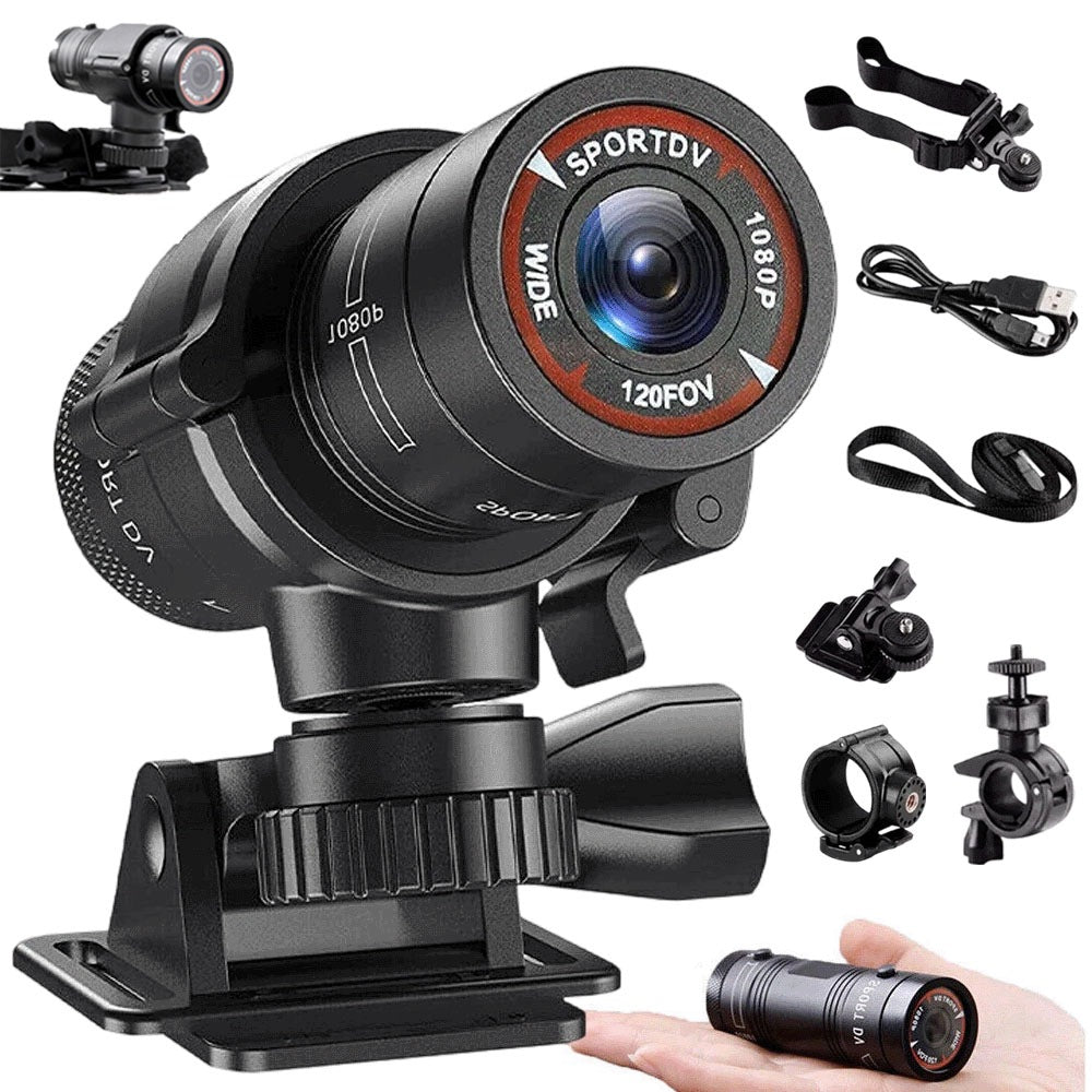 Sports Camera For Bike 1080P 120° Waterproof With 4 Handles Battery 500