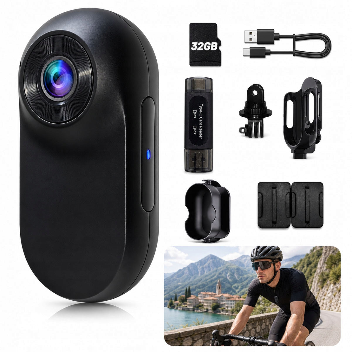 Sports Camera Mini Full 1080P Angle Portable Waterproof KIT
