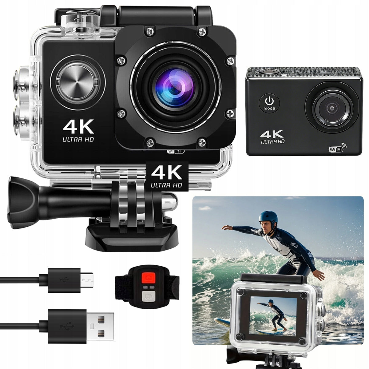 Sports Camera ULTRA HD 4K WIFI ActionCamera WATERPROOF 30M