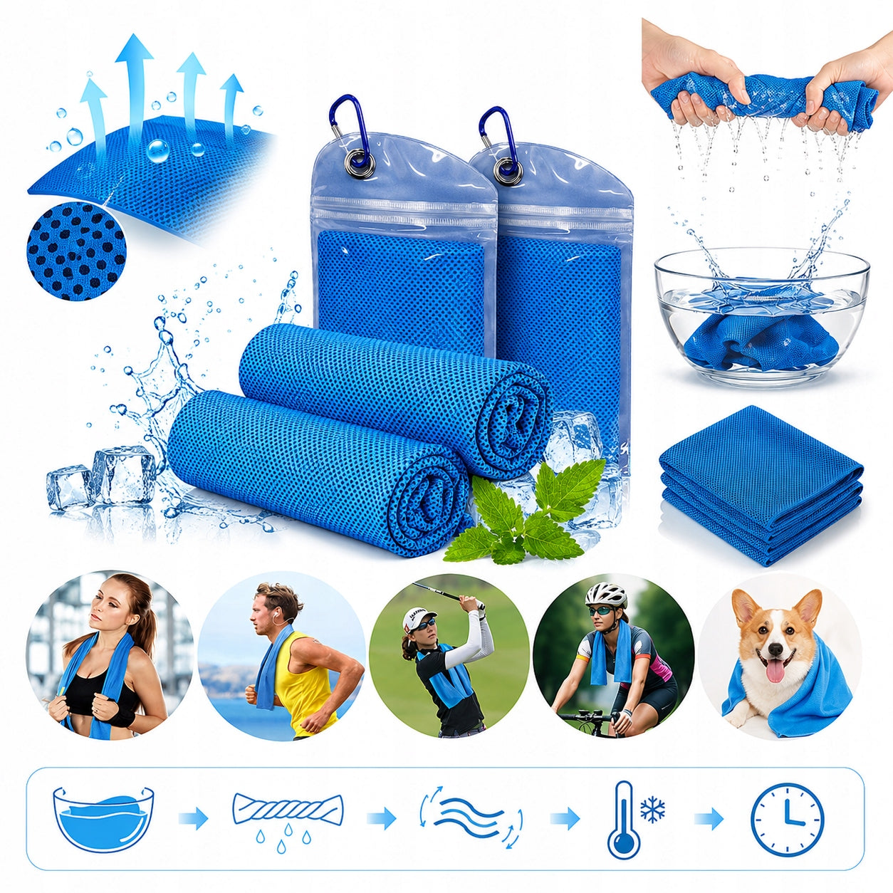 Sports Cooling Towel For Gym Training Yoga Exercise Bike 120cm Model 46TPG6YD