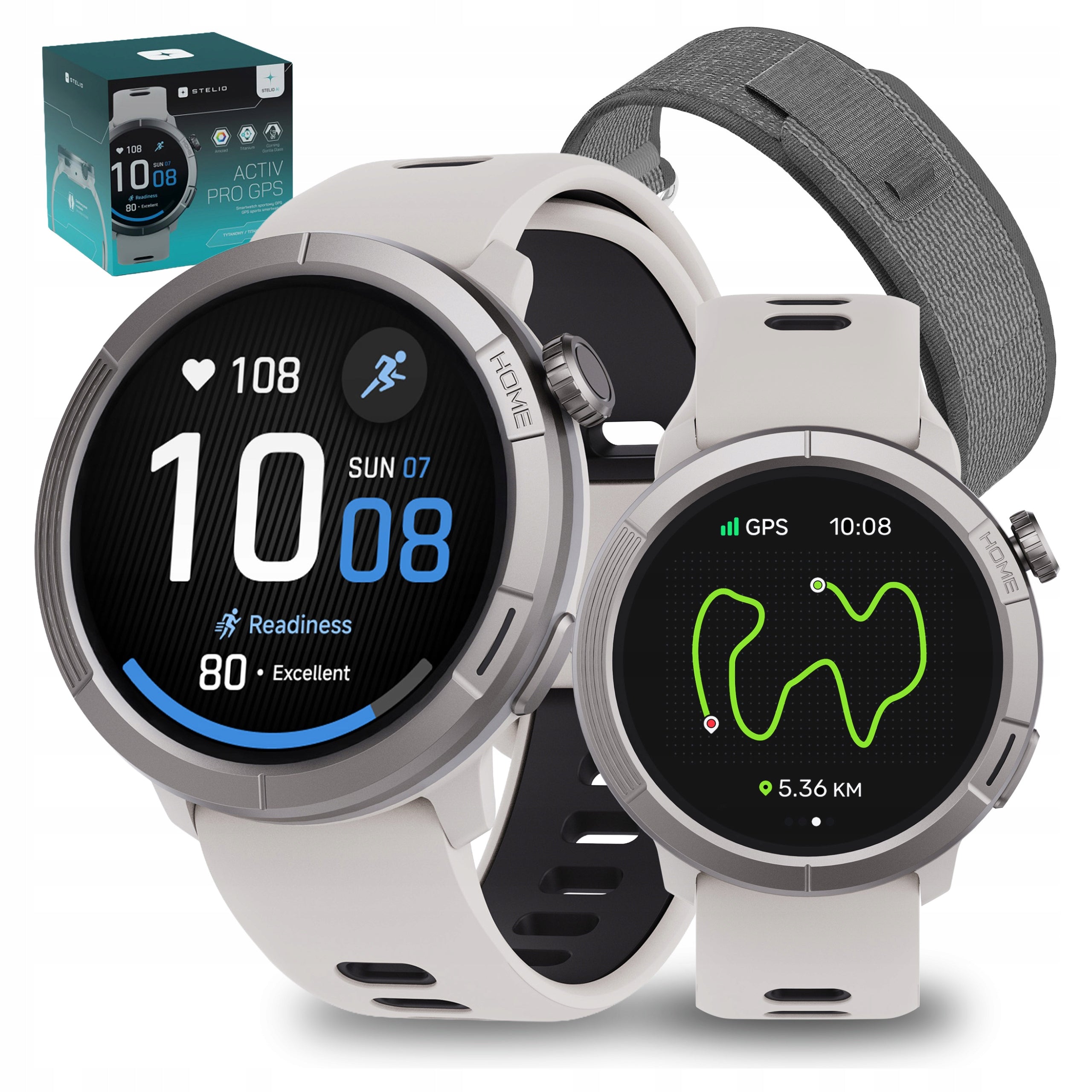 Sports Smartwatch STELIO PRO AI 46mm GPS AMOLED Silver TALK Titanium