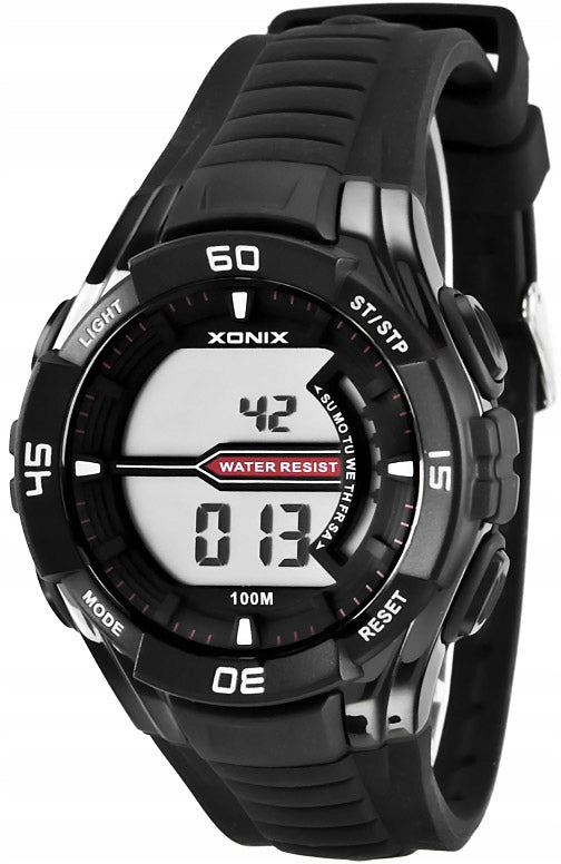 Sports Watch Black Men's Running Stopwatch Waterproof Alarm Brand Xonix