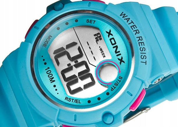 Sports Watch Blue Women's Silicone Strap Waterproof Alarm Cyfro Additional features nickel-free