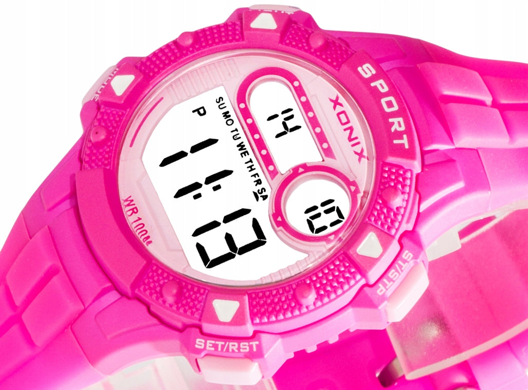 Sports Watch Pink For Girls Timer Anti-Allergic Lightweight Waterfall Additional features nickel-free