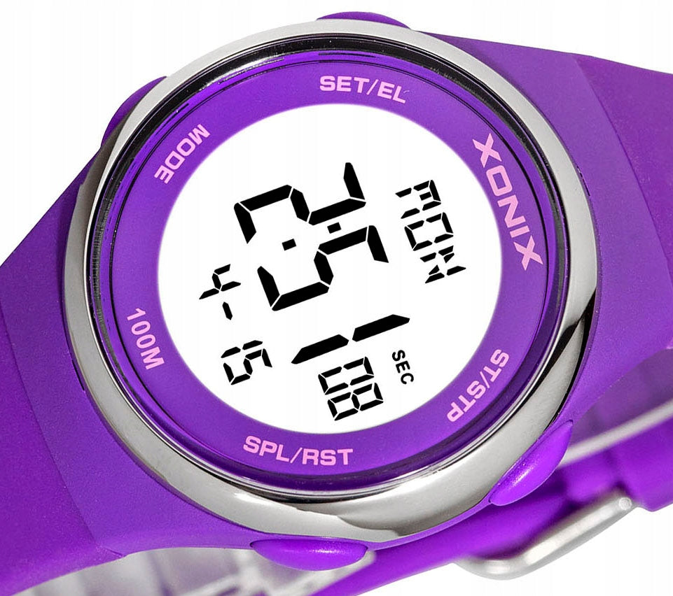 Sports Watch Purple For Girls Multifunctional Digital Waterfalls Additional features nickel-free