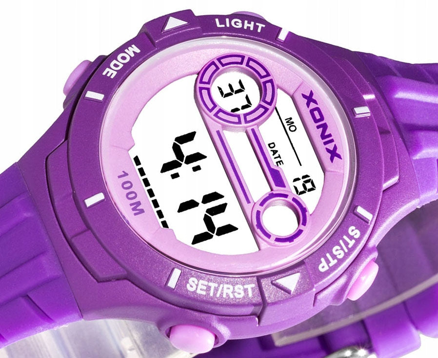 Sports Watch Purple Women's Waterproof Silicone Electronic Strap Additional features nickel-free