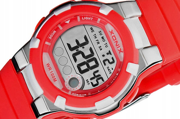 Sports Watch Red Women's Timer Original Waterproof Digital Additional features nickel-free