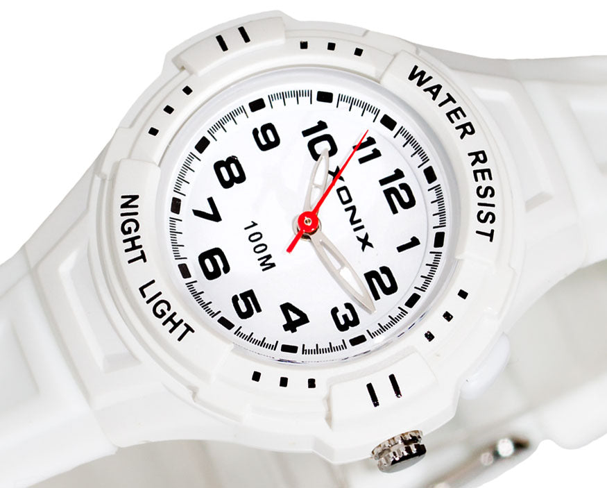 Sports Watch White For Girls Anti-Allergic Silicone Water Strap Additional features nickel-free