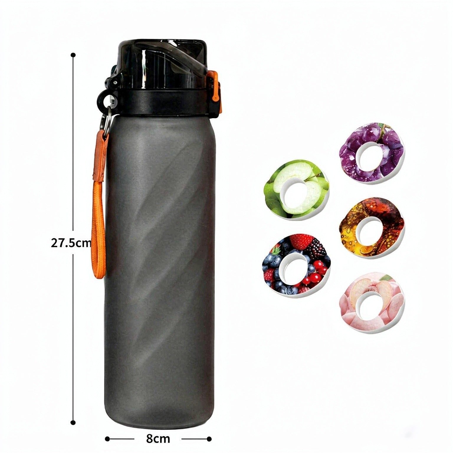 Sports Water Bottle 1000ml Black with 5 Flavor Capsules for Fitness Manufacturer code A43