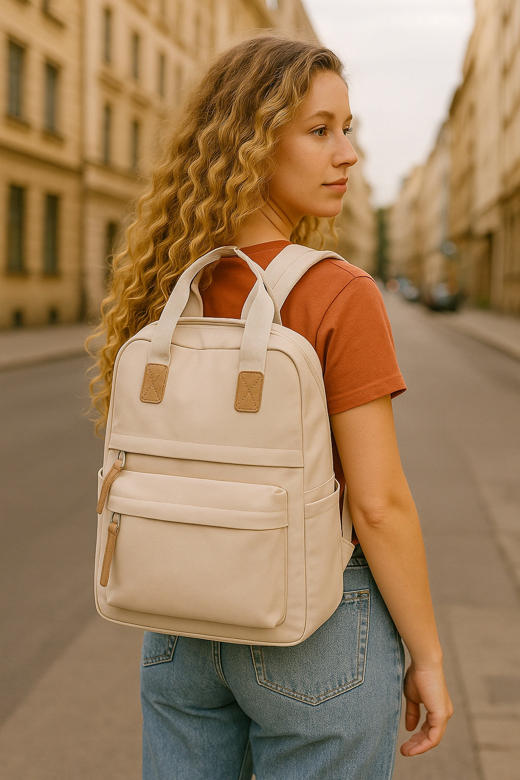 Sports backpack for laptop roomy waterproof pastel beige women's men's EAN (GTIN) 5907570848627