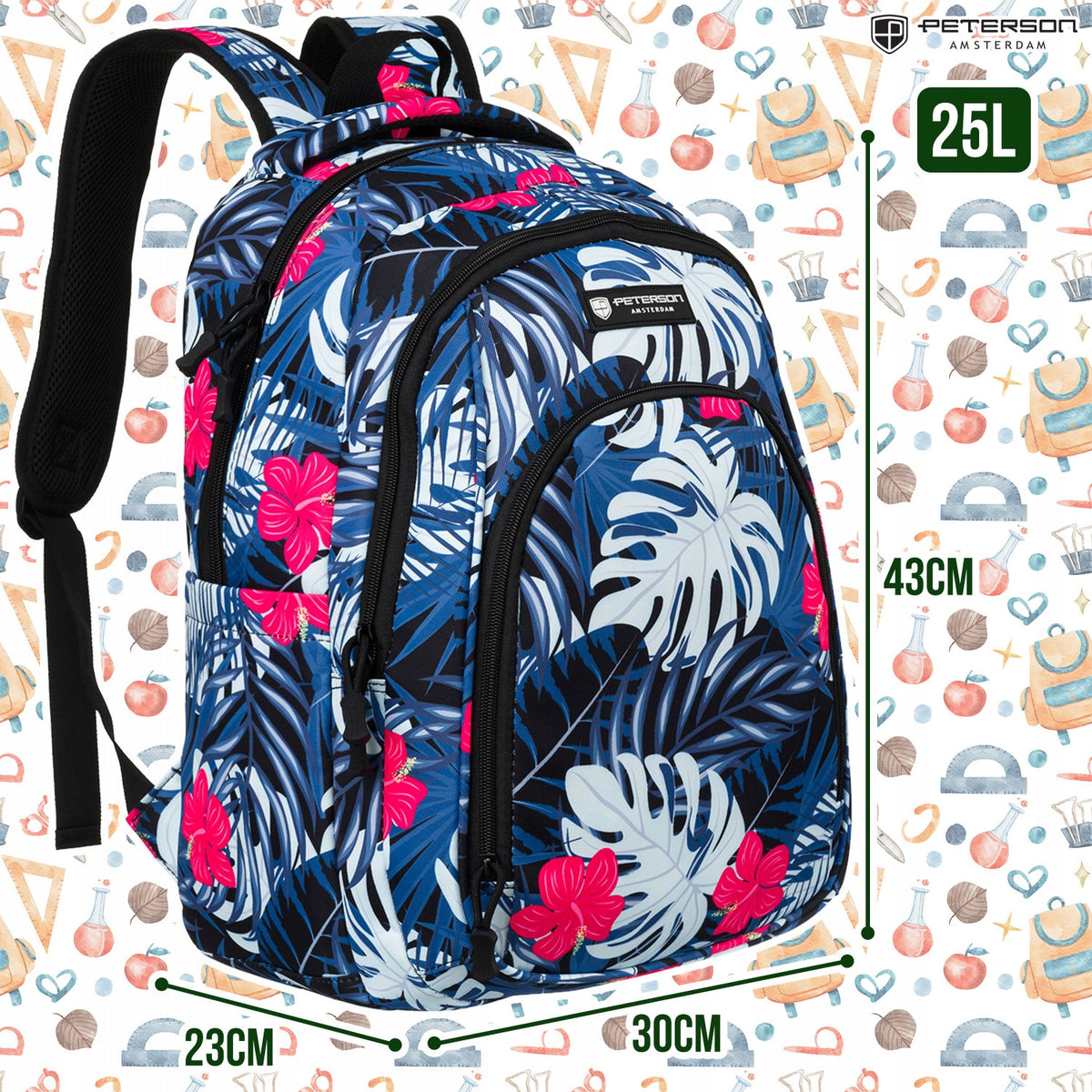 Sports backpack school two-chamber satchel with USB for school PETERSON Brand Peterson