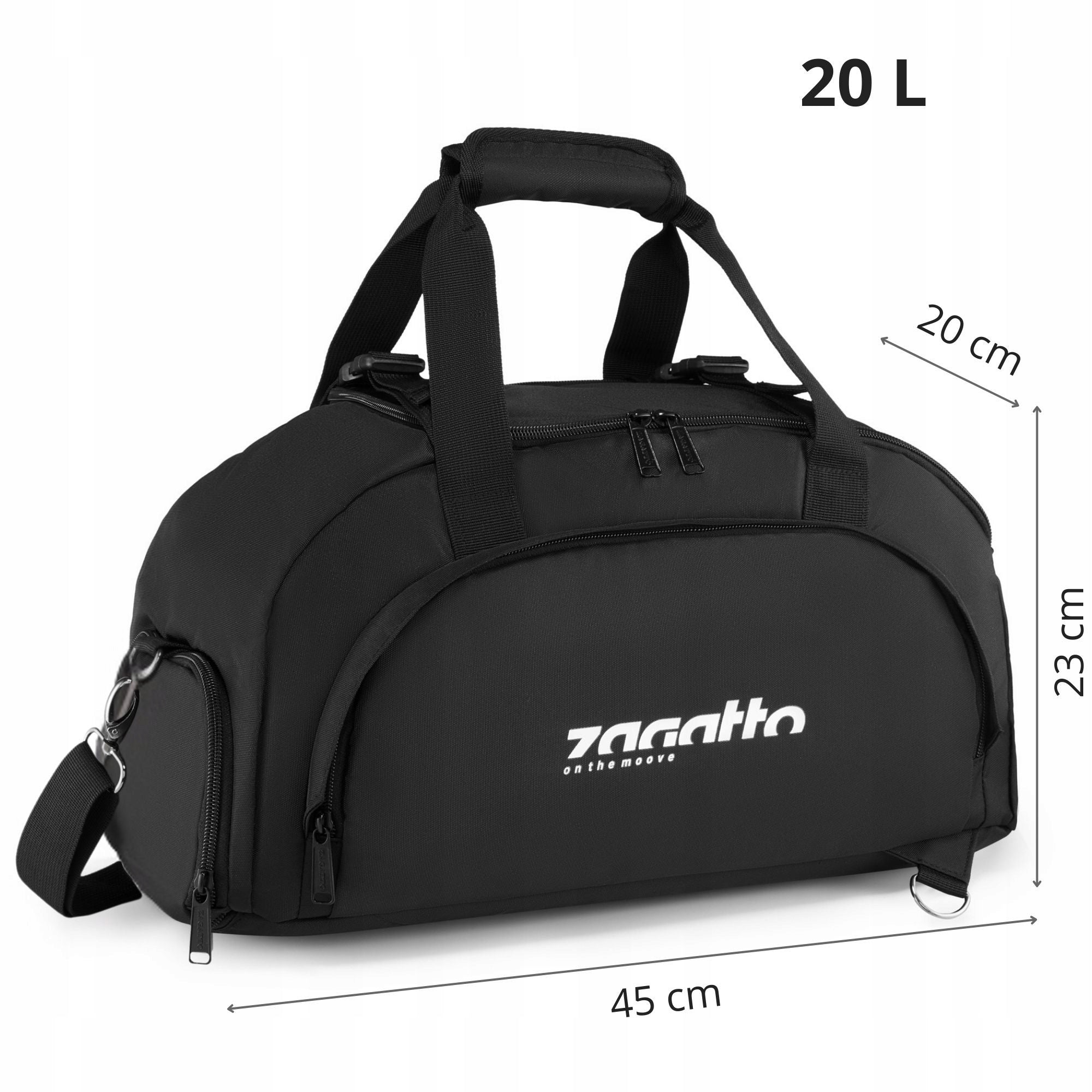 Sports bag backpack 2in1 women's men's shoulder training travel ZAGATTO Additional features adjustable support strap water resistance