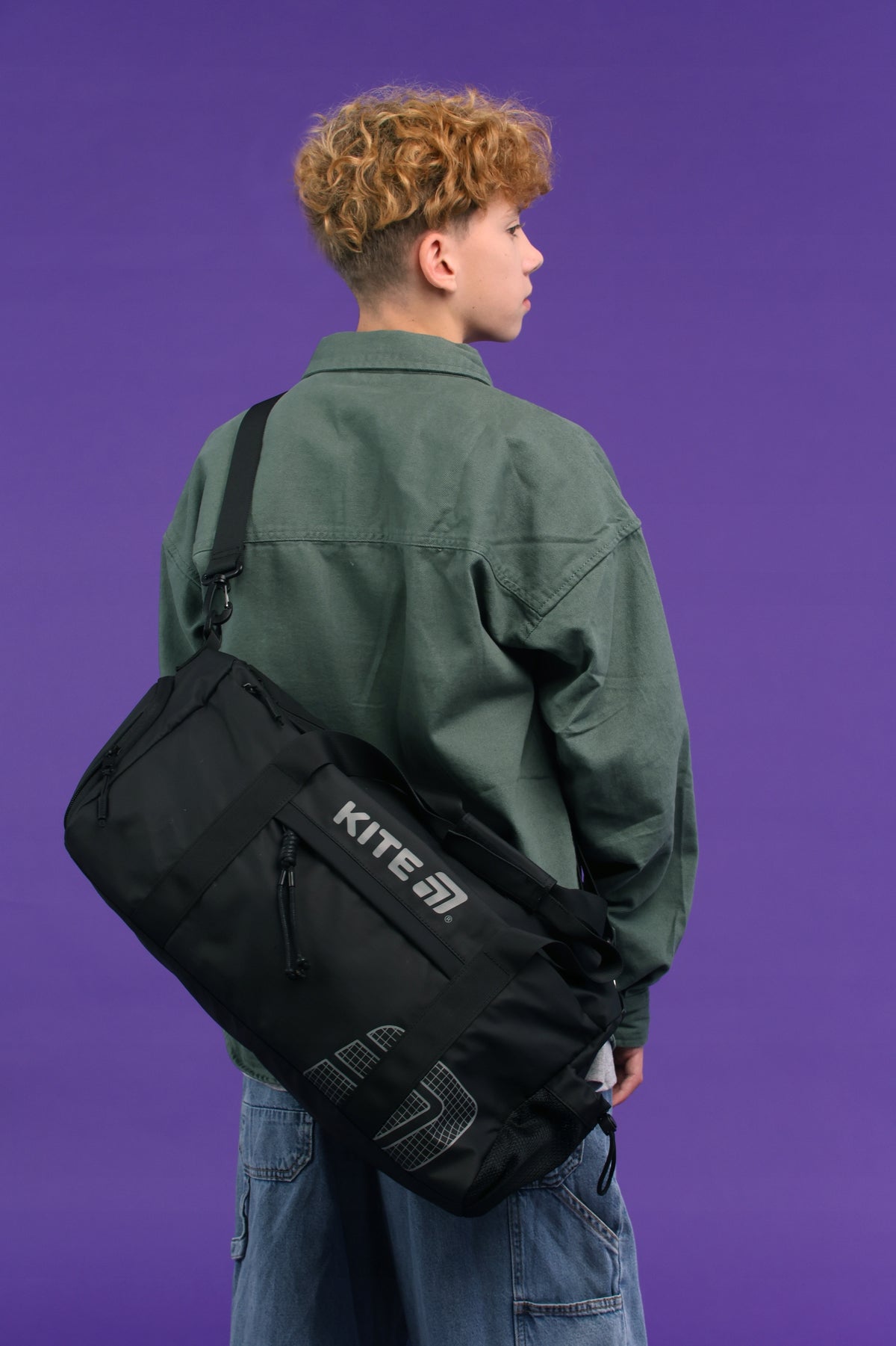 Sports bag black for teenager with shoe pocket for gym KITE Manufacturer code K25-2530-1