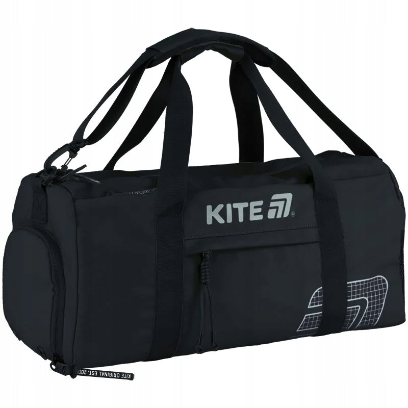 Sports bag black for teenager with shoe pocket for gym KITE