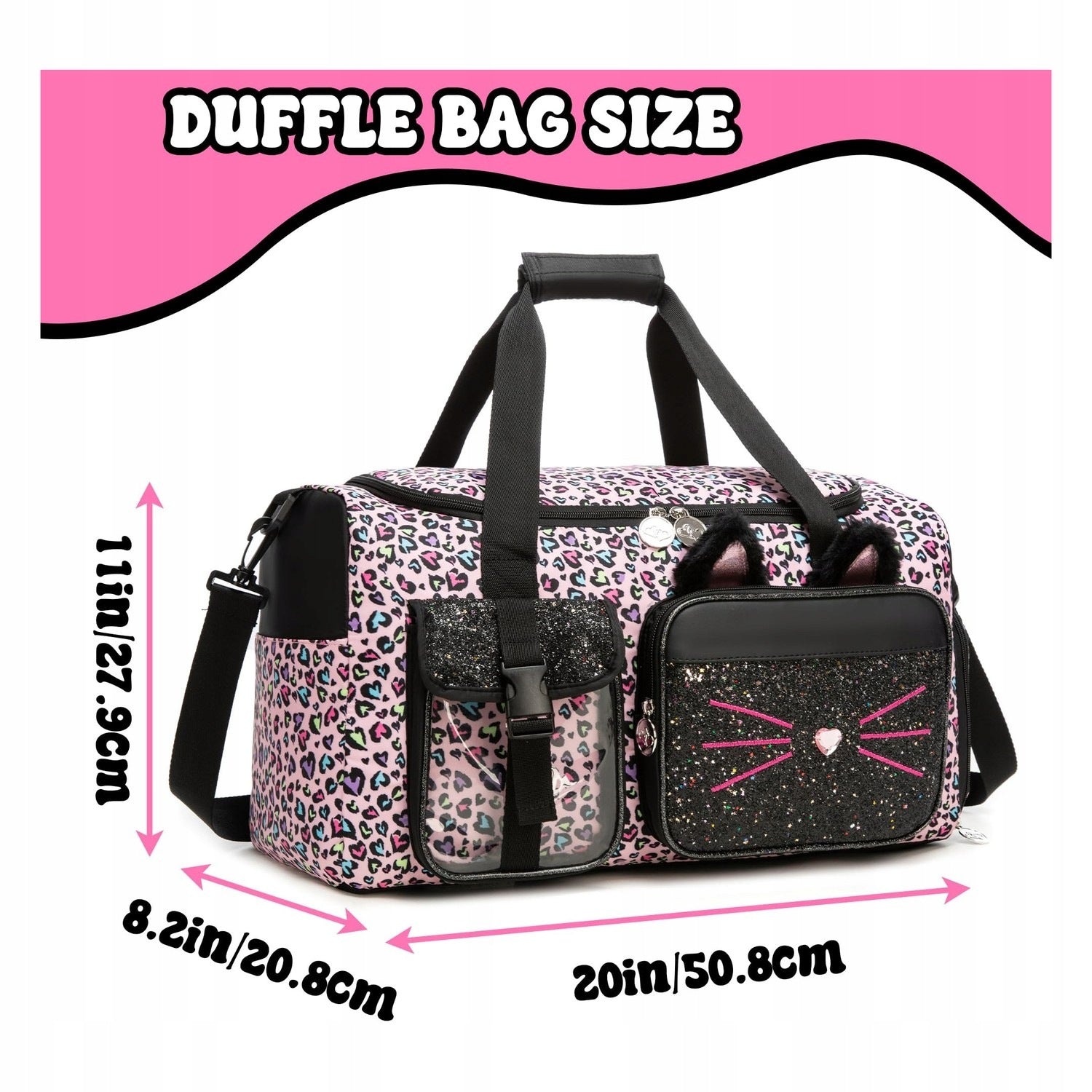 Sports bag for children - cat design - with shoe compartment - nylon Brand no brand