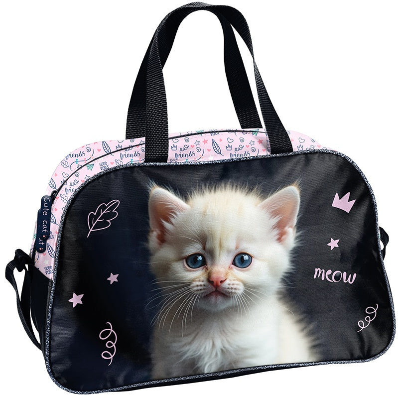 Sports bag for children girls for travel pool Cat with cat