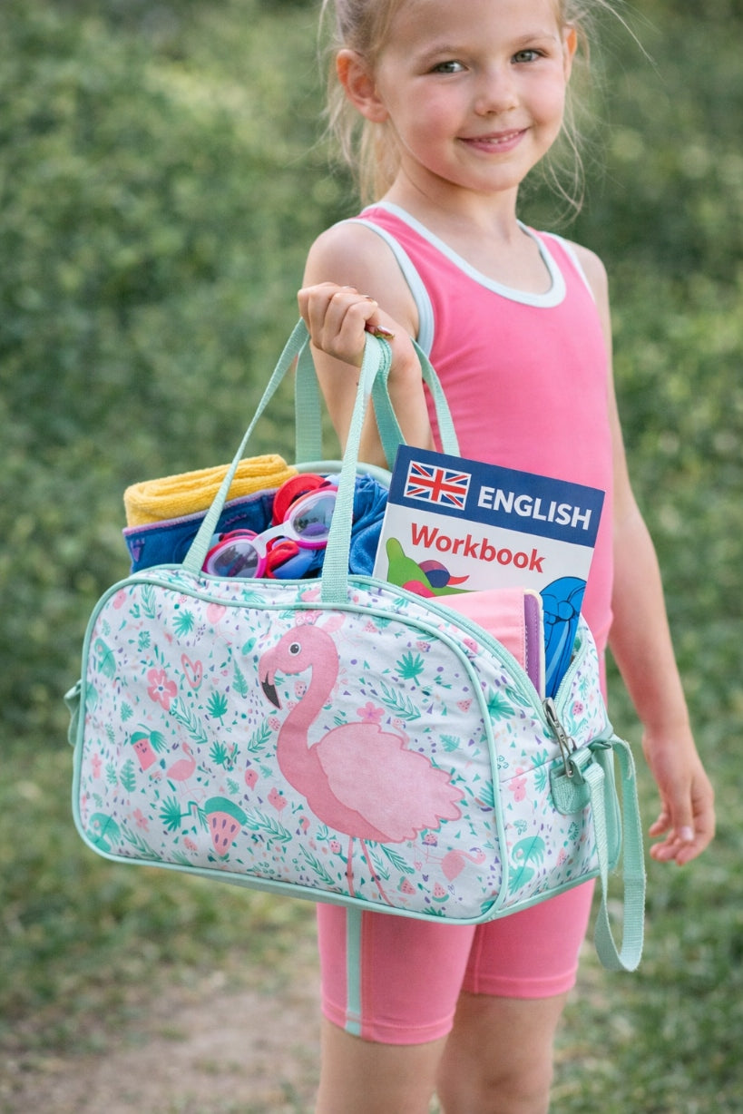 Sports bag for children girls for travel pool Flaming pastel Dimensions large (A4 size)