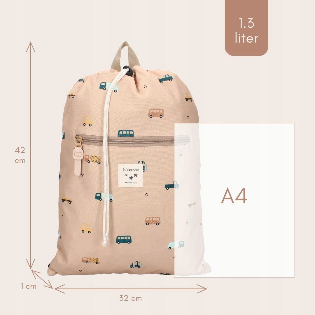 Sports bag for sports activities backpack Sweet Cars brown KIDZROOM Manufacturer code 030-00702