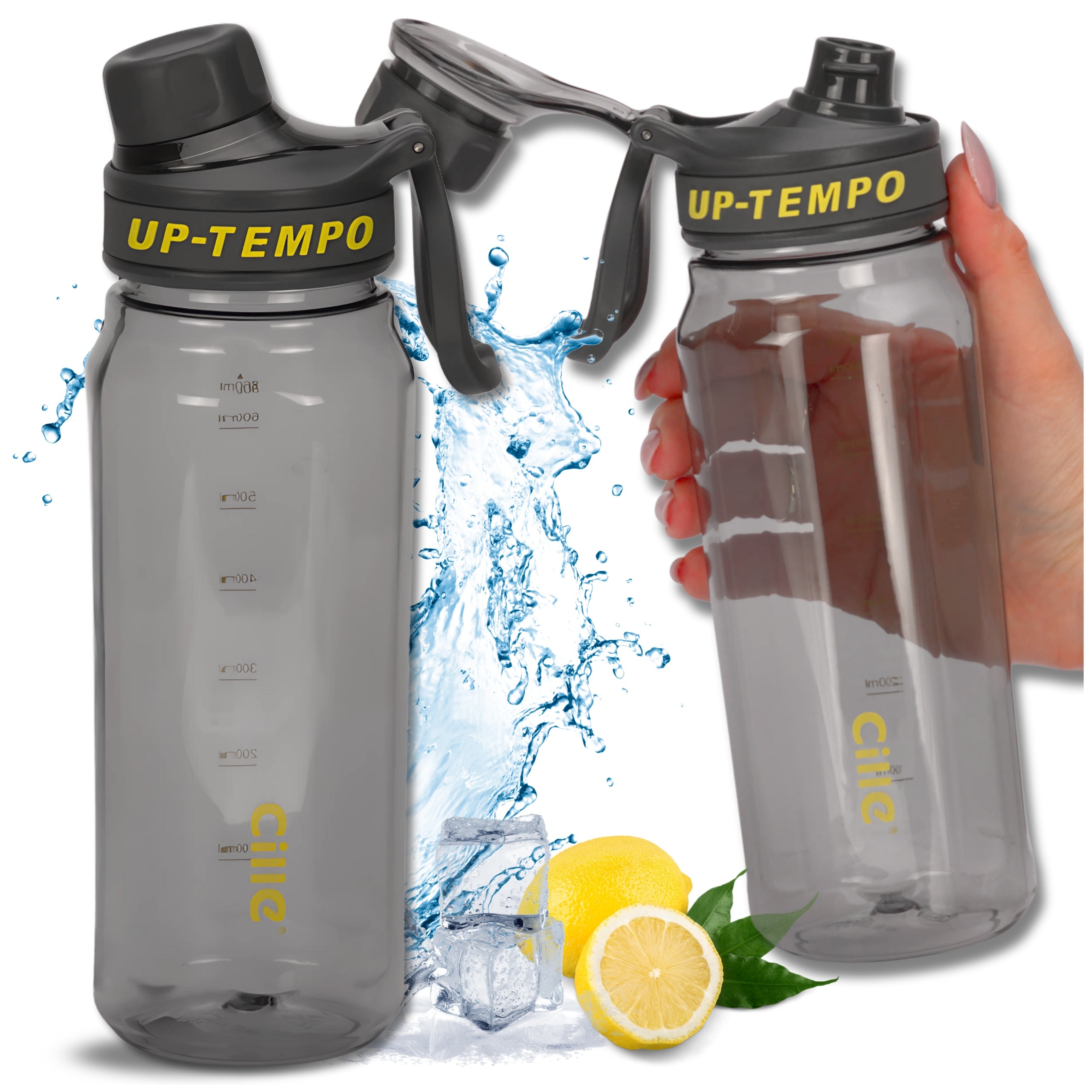Sports bottle 860ml water bottle drink TRESSARI BPA FREE strainer TRITAN Color black