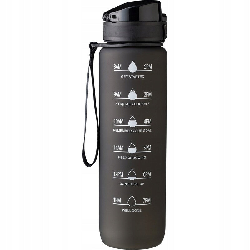 Sports bottle CRIVIT 1000 ml motivational, shaker 1 Liter black Brand Crivit