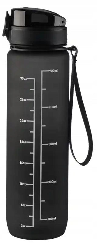 Sports bottle CRIVIT 1000 ml motivational, shaker 1 Liter black