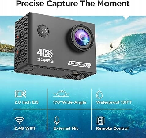 Sports camera 4K 30fps - 131ft/40m Batteries included yes