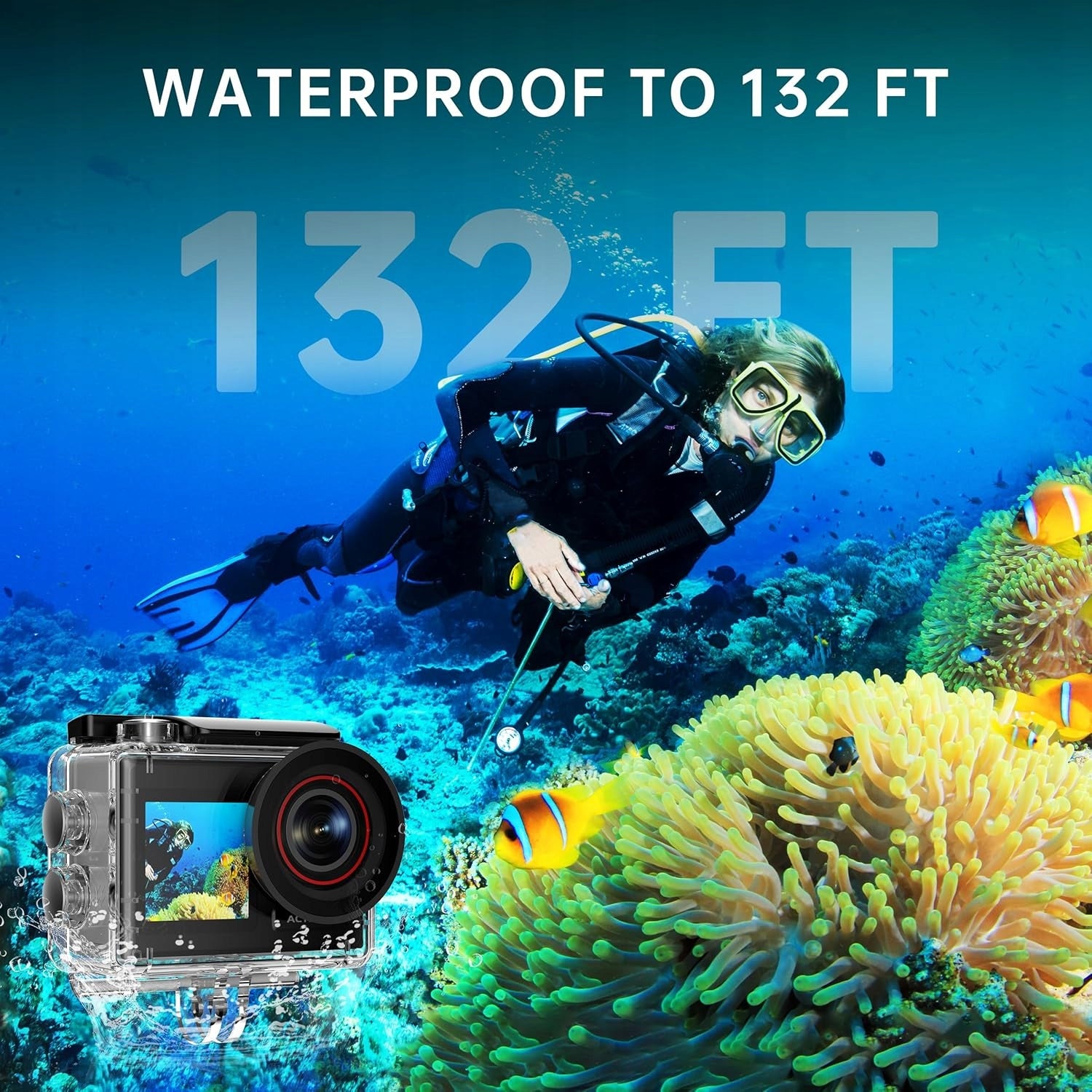 Sports camera 4K 60FPS waterproof 30MP touch remote control card 64GB akceso Brand no brand