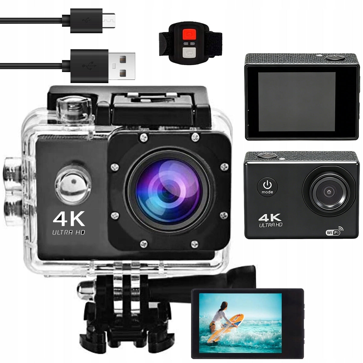 Sports camera 4K UHD waterproof 30 m 170°