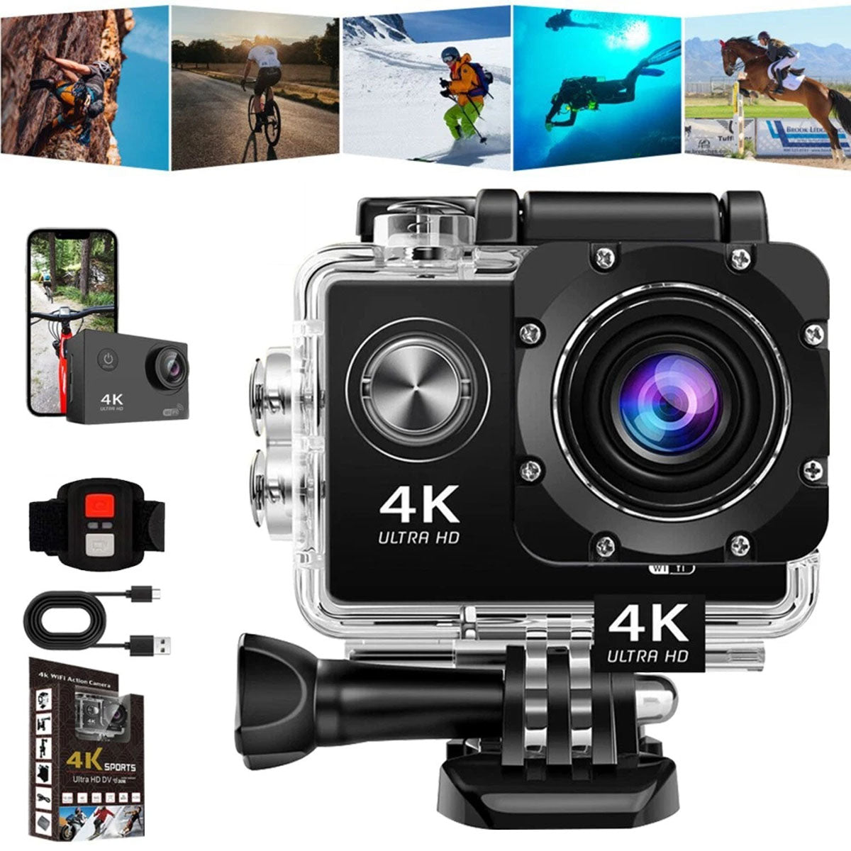 Sports camera 4K camera Vision akcesoria remote control waterproof set 30 m