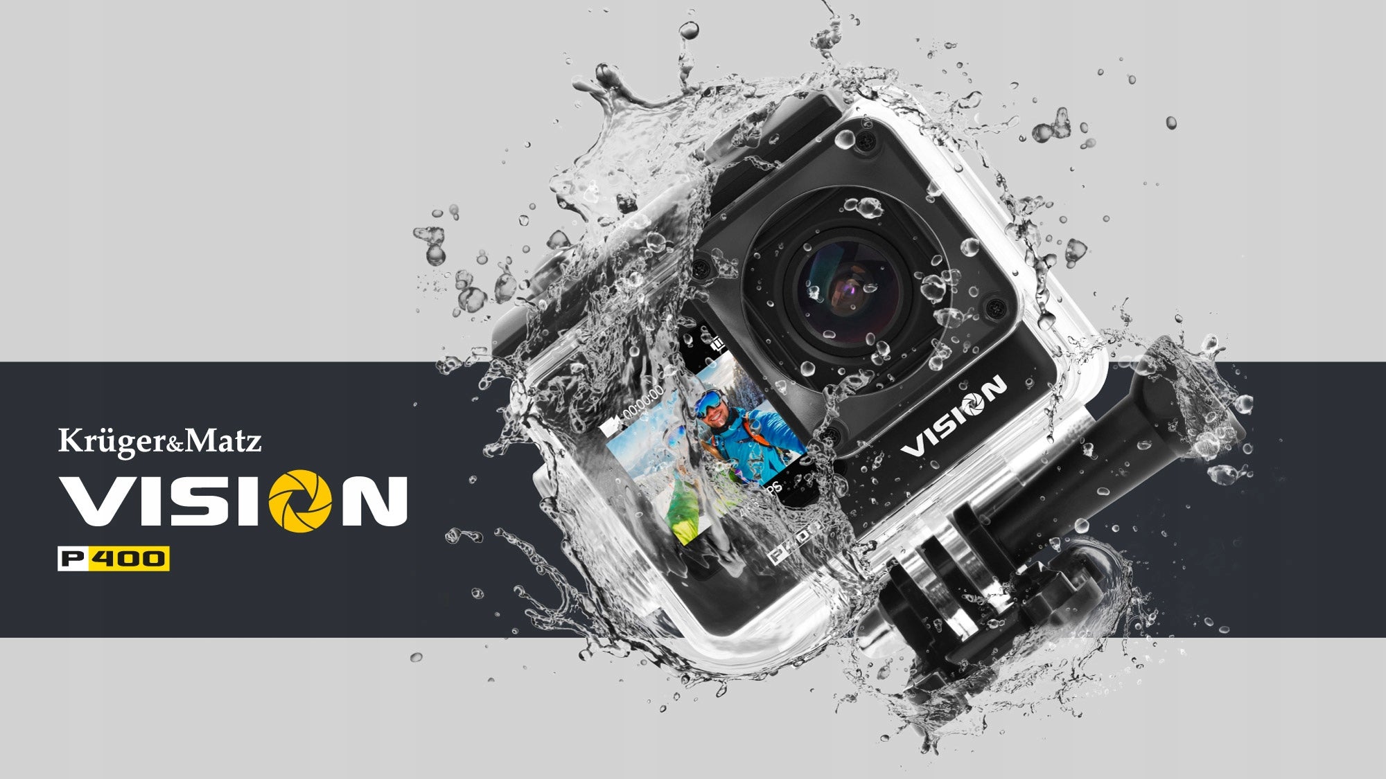 Sports camera Kruger&Matz Vision P400 4K 60FPS WiFi remote control accessories Manufacturer code KM0292