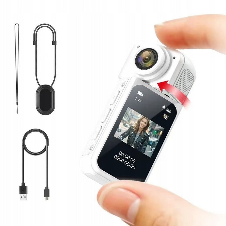 Sports camera mini 2.7K WiFi magnetic 180° rotating WHITE AKCESORIA