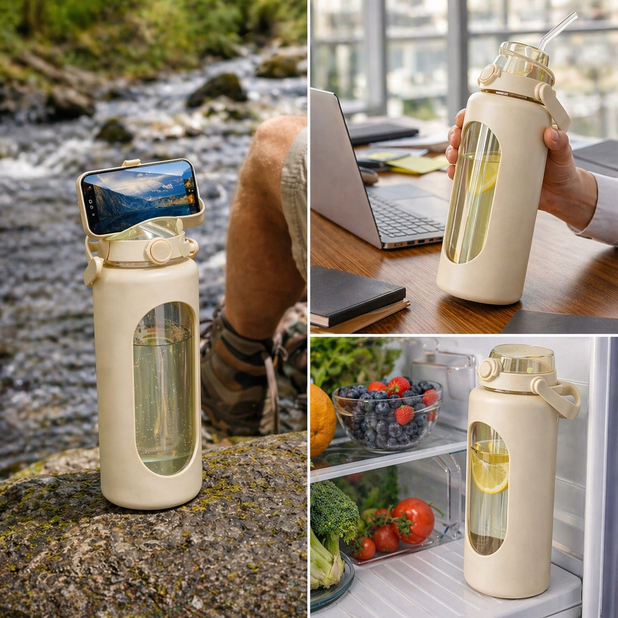 Sports motivational glass bottle 1,8l for water for motivational gym Manufacturer code Sportowa butelka szklana motywacyjna1,8l